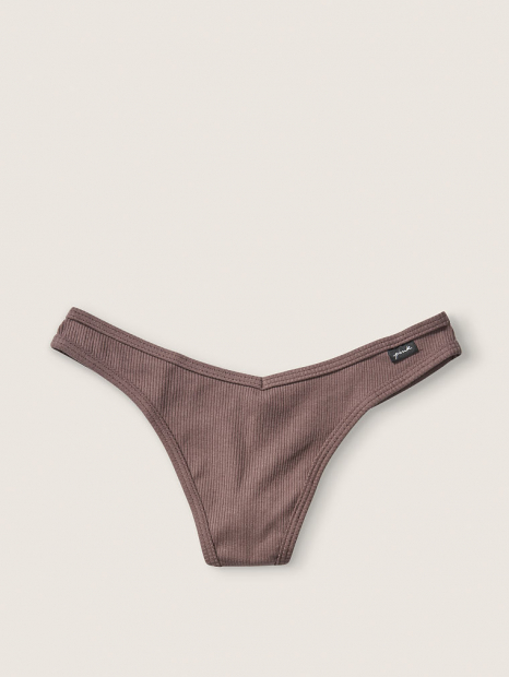 Хлопковые трусики тонг Victoria's Secret PINK art265122 (Коричневый, размер L)