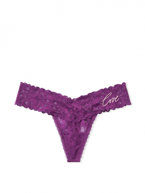 Кружевные трусики тонг Victoria's Secret art924468 (Фиолетовый, размер M)