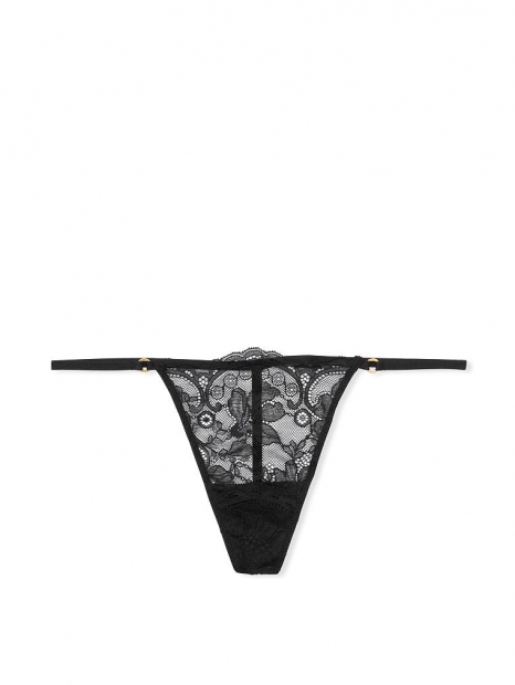Эффектные кружевные трусики стринги Victoria's Secret art817548 (Черный, размер L)