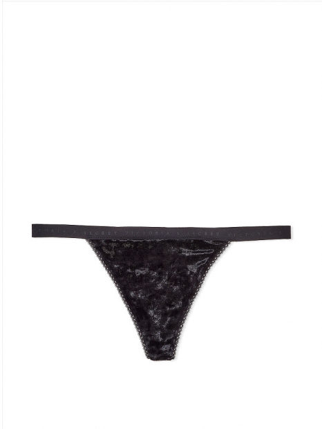 Бархатные трусики Victoria's Secret с V-образным вырезом art895570 (Черный, размер L)