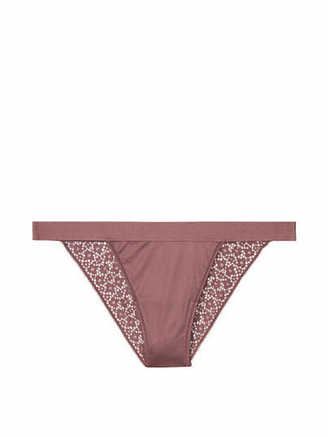 Трусики бикини с кружевом Victoria's Secret art301989 (Бордовый, размер S)