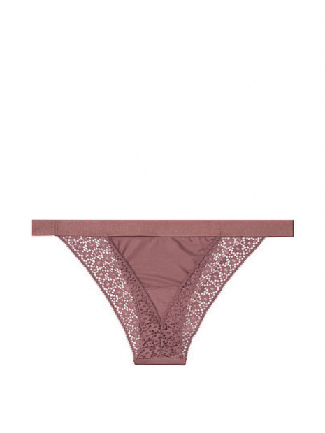 Трусики бикини с кружевом Victoria's Secret art301989 (Бордовый, размер S)