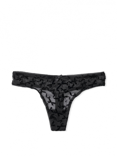 Кружевные трусики тонг Victoria's Secret art242962 (Черный, размер XL)