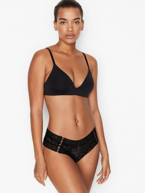 Трусики с цветочным кружевом Victoria's Secret 1159756950 (Черный, XL)