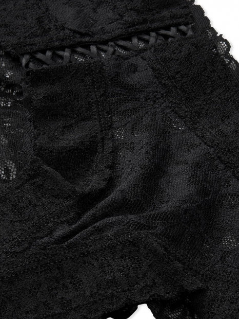 Трусики с цветочным кружевом Victoria's Secret 1159756950 (Черный, XL)