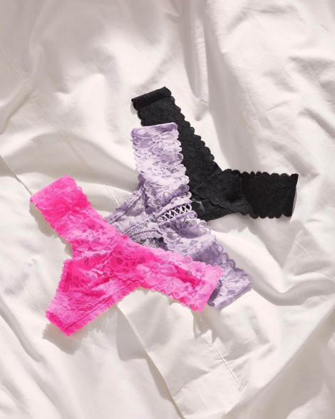 Кружевные трусики тонг Victoria's Secret 1159757990 (Розовый, M)