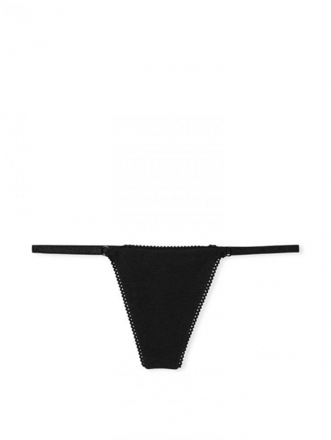 Хлопковые трусики стринги Victoria's Secret 1159760830 (Черный, L)