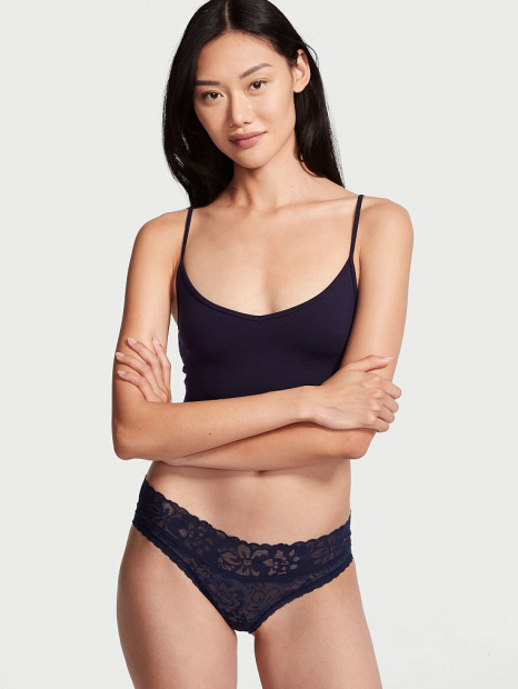 Кружевные трусики хипхаггеры Victoria's Secret 1159765654 (Синий, M)