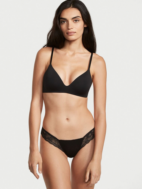 Кружевные трусики тонг Victoria's Secret 1159765709 (Черный, S)