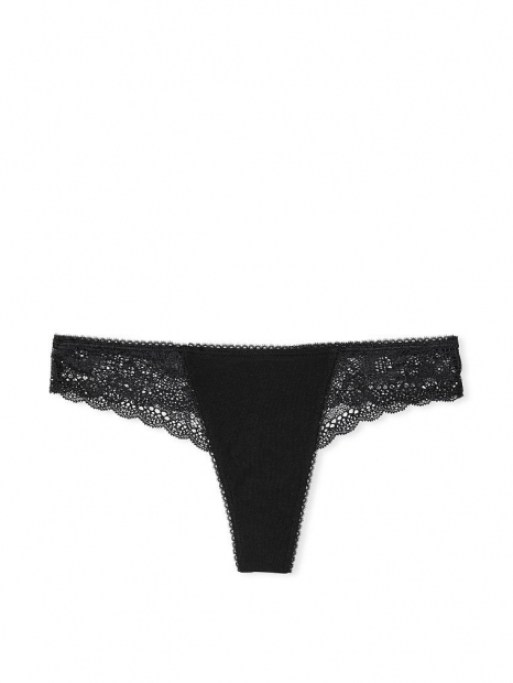 Кружевные трусики тонг Victoria's Secret 1159765709 (Черный, S)