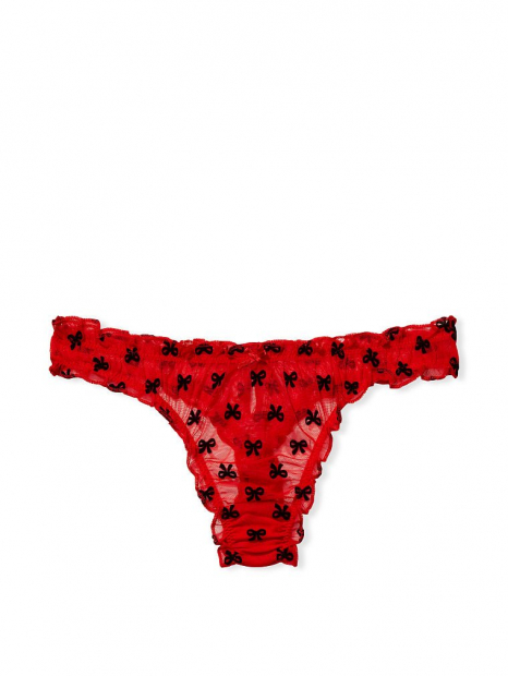 Женские кружевные трусики тонг Victoria's Secret 1159767577 (Красный, XS)