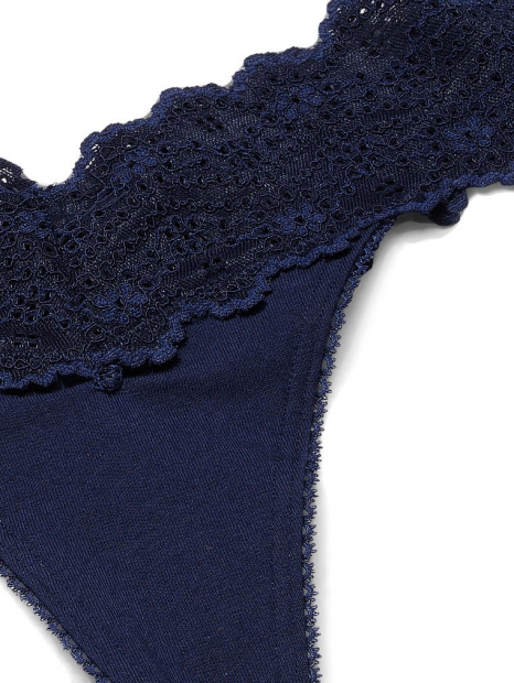 Кружевные трусики тонг Victoria's Secret 1159767622 (Синий, M)