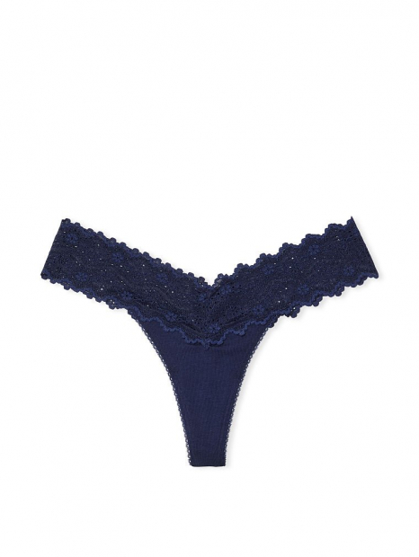 Кружевные трусики тонг Victoria's Secret 1159767622 (Синий, M)