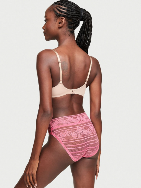 Кружевные трусики Victoria's Secret с цветочным принтом 1159767632 (Розовый, S)