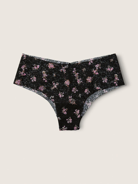 Бесшовные трусики чикстеры Victoria's Secret кружевные 1159769867 (Черный, S)
