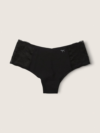 Бесшовные трусики чикстеры Victoria's Secret Pink с кружевом 1159768403 (Черный, S)