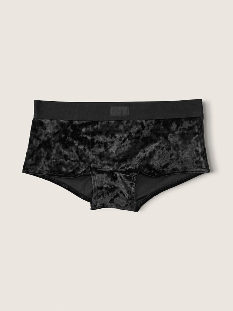 Бархатные трусики шортики Victoria's Secret Pink 1159769925 (Черный, XXL)
