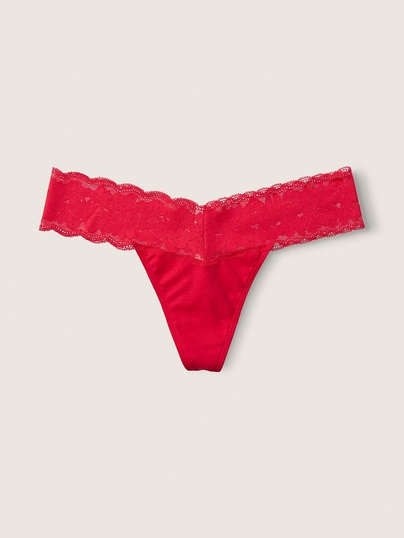 Женские кружевные трусики тонг Victoria's Secret Pink 1159768421 (Красный, S)