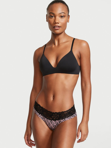 Женские трусики хипхагеры Victoria's Secret с кружевом 1159768691 (Черный, XL)