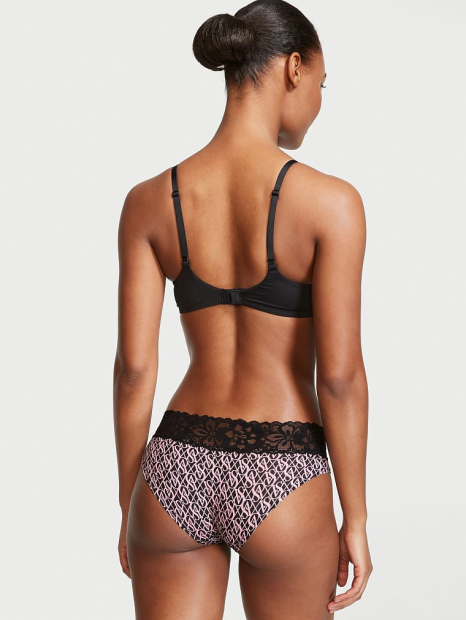 Женские трусики хипхагеры Victoria's Secret с кружевом 1159768691 (Черный, XL)