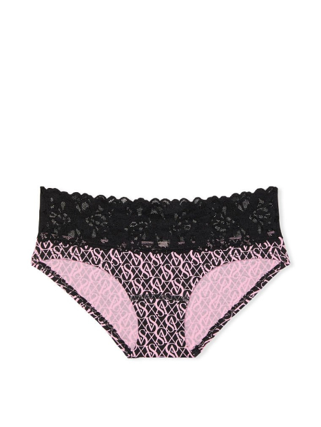 Женские трусики хипхагеры Victoria's Secret с кружевом 1159768691 (Черный, XL)