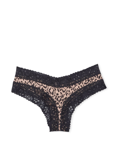 Женские трусики чики Victoria's Secret с кружевом 1159770031 (Леопардовый/Черный, L)