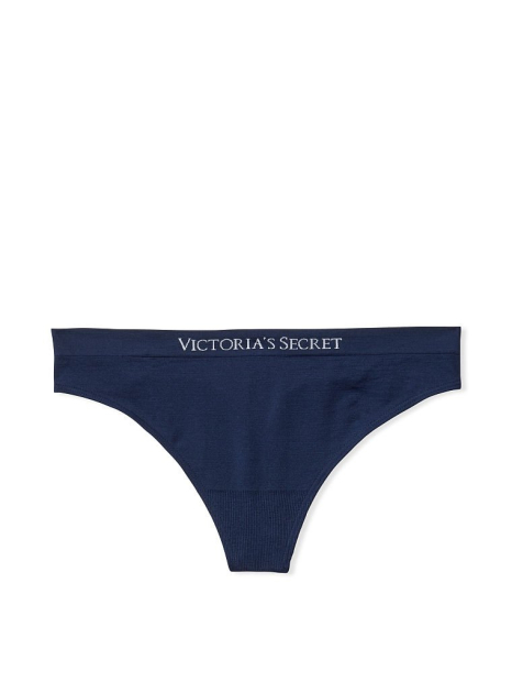 Гладкие трусики тонг Victoria's Secret с логотипом 1159768795 (Синий, M)