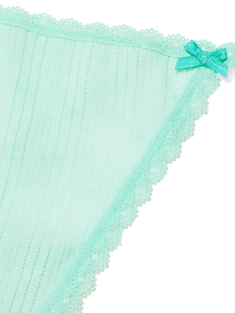 Хлопковые женские трусики Victoria's Secret стринги с кружевом 1159769920 (Зеленый, XS)