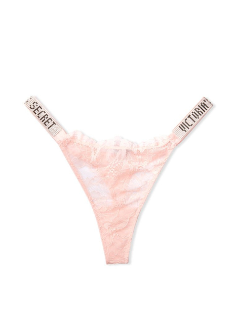 Эффектные трусики тонг со стразами Victoria's Secret 1159769143 (Розовый, M)