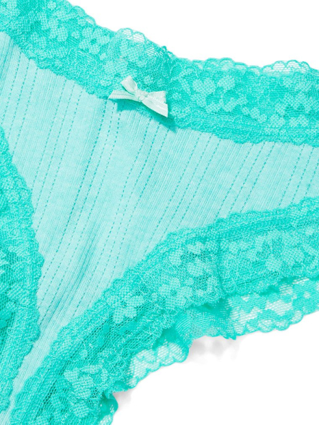 Женские трусики чики Victoria's Secret с кружевом 1159769374 (Бирюзовый, L)