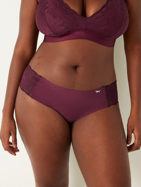 Бесшовные трусики чикстеры Victoria's Secret Pink с кружевом 1159769712 (Бордовый, M)