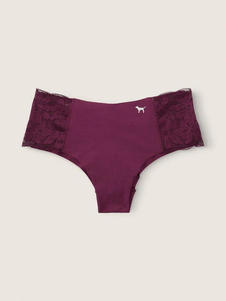 Бесшовные трусики чикстеры Victoria's Secret Pink с кружевом 1159769712 (Бордовый, M)