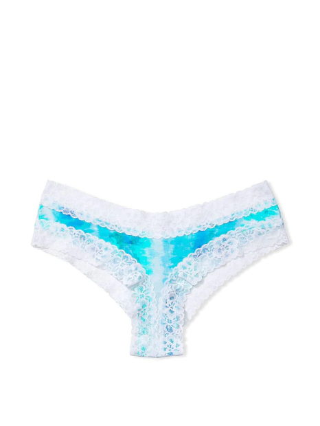 Женские трусики чики Victoria's Secret с кружевом 1159770163 (Голубой/Белый, XS)