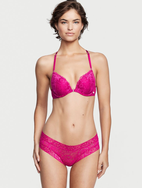 Кружевные трусики чики Victoria's Secret с золотистой нитью 1159770658 (Розовый, XS)