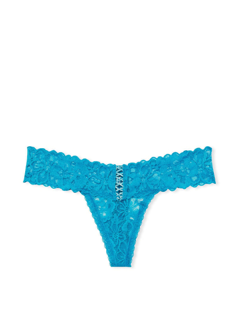 Трусики тонг с цветочным кружевом Victoria's Secret 1159771593 (Голубой, XS)