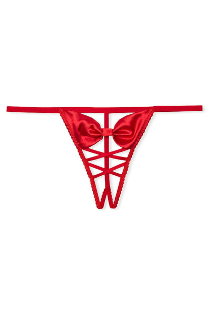 Открытые трусики стринги Victoria's Secret с бантом 1159771704 (Красный, XS)