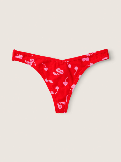 Хлопковые трусики тонг Victoria's Secret с принтом 1159772509 (Красный, XS)