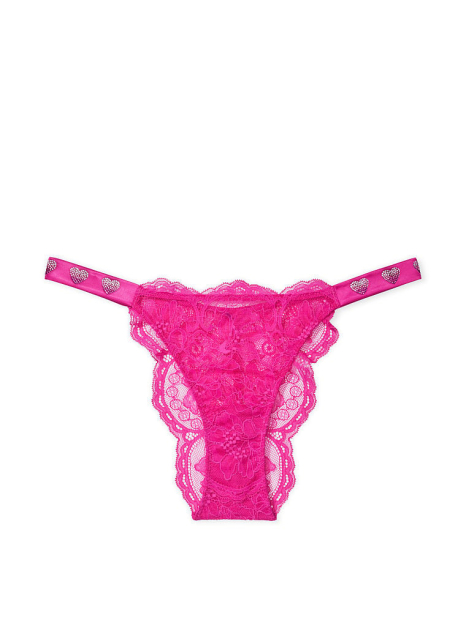 Эффектные кружевные трусики со стразами Victoria's Secret бразилиана 1159773734 (Розовый, L)