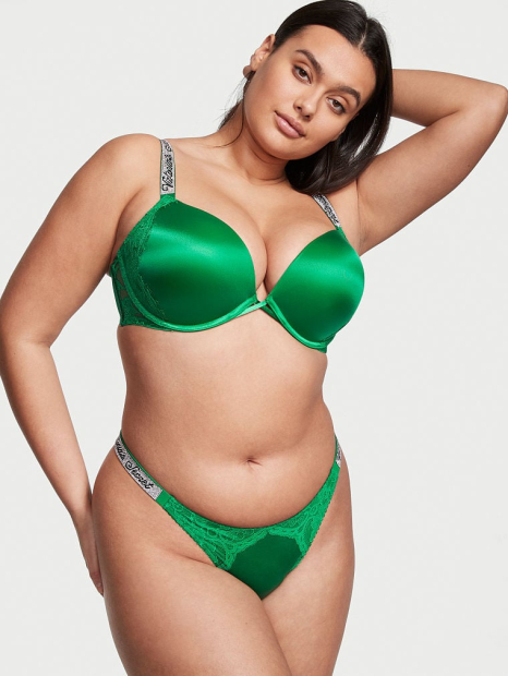 Стильные трусики со стразами Victoria's Secret бразилиана 1159773692 (Зеленый, M)