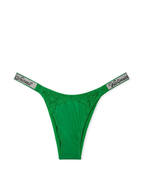 Стильные трусики со стразами Victoria's Secret бразилиана 1159773692 (Зеленый, M)