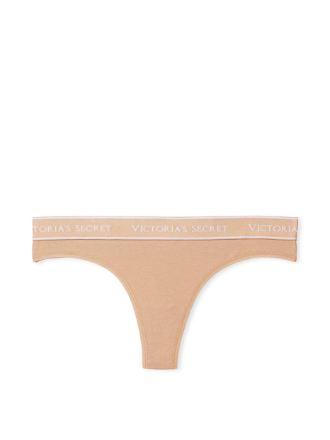 Женские трусики тонг Victoria's Secret с логотипом 1159776375 (Бежевый, XL)