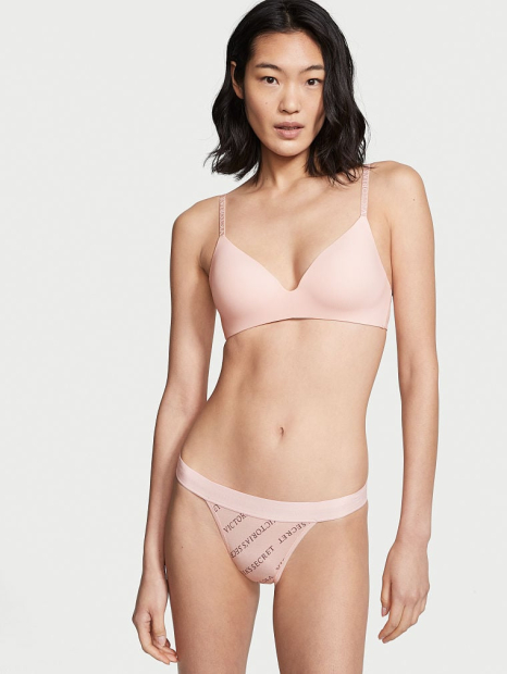 Женские трусики танга Victoria's Secret с логотипом 1159776039 (Розовый, XS)