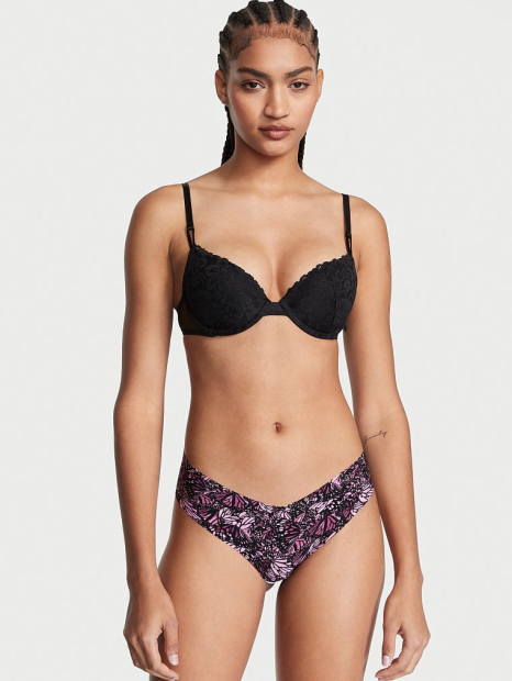 Бесшовные трусики Victorias Secret тонг 1159779629 (Черный/Розовый, L)