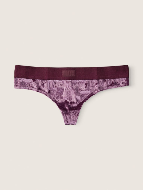 Вельветовые трусики тонг Victoria's Secret Pink с логотипом 1159784115 (Бордовый, M)