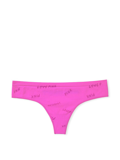 Гладкие трусики тонг Victoria's Secret Pink с логотипом 1159785954 (Розовый, S)