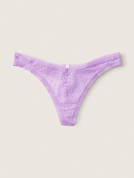 Женские кружевные трусики тонг Victoria's Secret Pink 1159786555 (Сиреневый, XL)