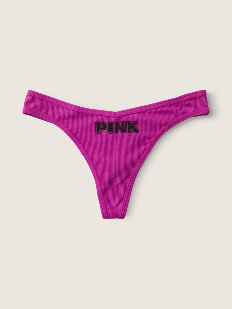 Женские трусики тонг Victoria's Secret Pink в рубчик 1159789019 (Розовый, XS)