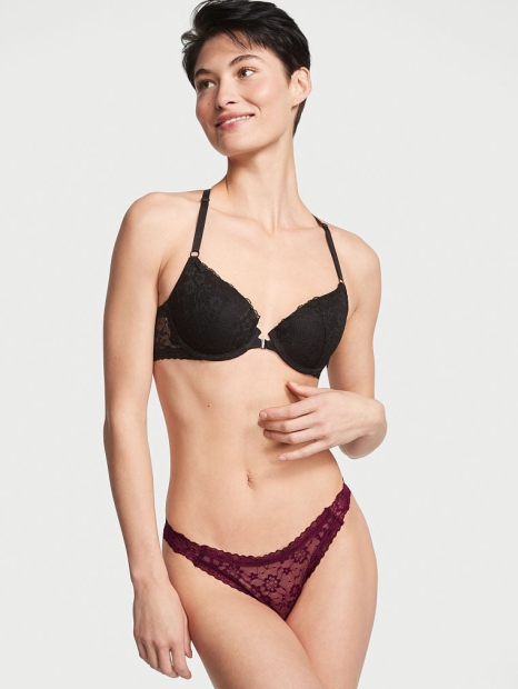 Женские кружевные трусики бразилиана Victoria's Secret 1159792154 (Бордовый, XS)