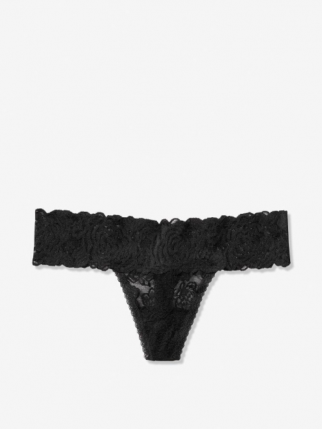 Черные кружевные трусики танга Victorias Secret art253960 (размер S)