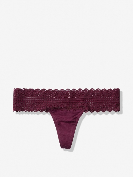 Бордовые кружевные трусики Victorias Secret стринги art925826 (размер M)